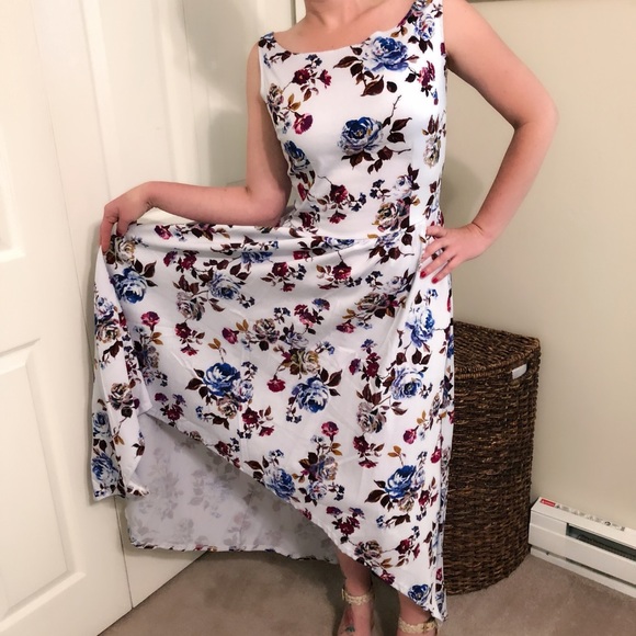 Vintage Floral Print High Low Midi Dress - Picture 7 of 7